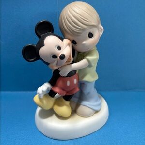 Precious Moments Boy Hugging Mickey Mouse Figurine